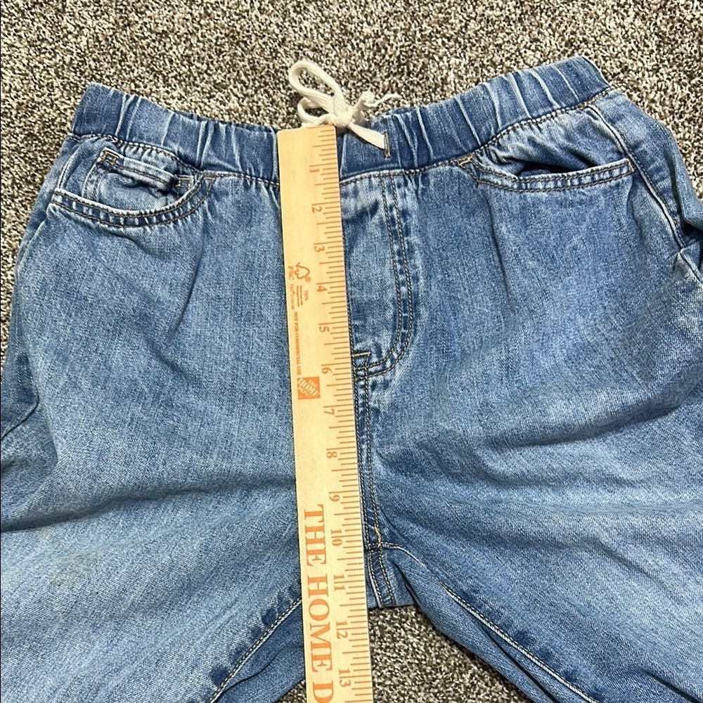 Rewash Blue Ankle Cropped Jeans with Distressed Details SMALL drawstring waist - Picture 4 of 14